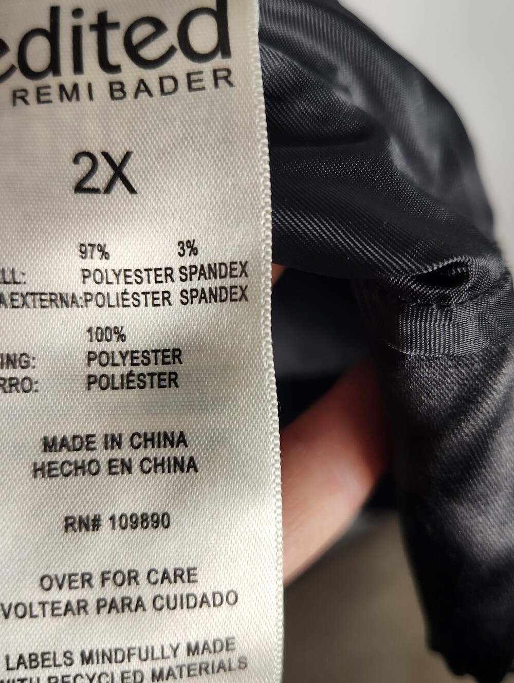 NWOT Edited By Remi Bader Women's Black Satin Bomber Jacket Size 2X #748 - Picture 11 of 12